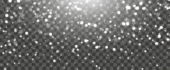 Snowfall and falling snowflakes