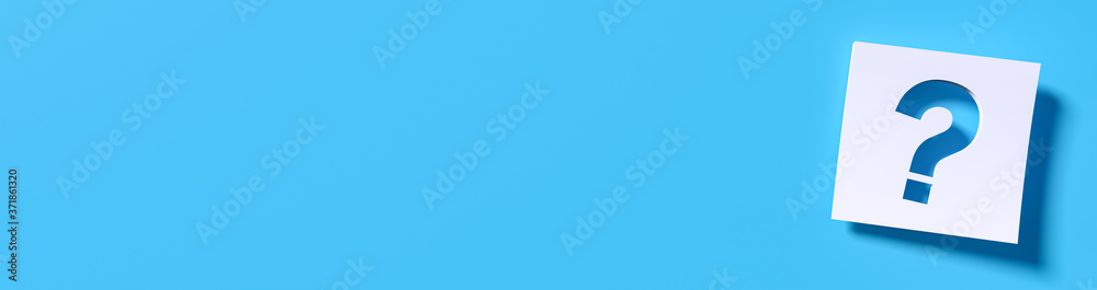 Wall mural question mark in front of a red color wall background. business support concept - 3d rendering.
