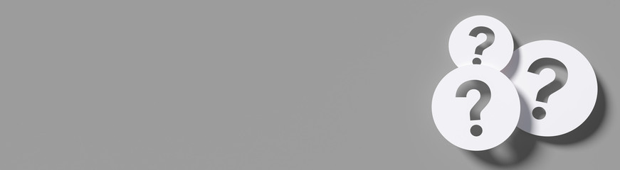 Question mark in front of a red color wall background. Business support concept - 3D Rendering.