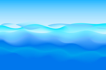 Abstract soft wave of blue ocean with sky.
