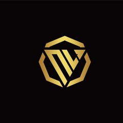 N L initial logo modern triangle and polygon design template with gold color