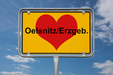 Ortstafel Oelsnitz/Erzgeb.; Erzgebirge