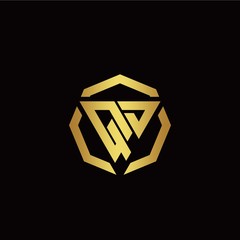 Q D initial logo modern triangle and polygon design template with gold color