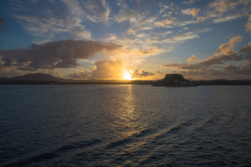 Views of Corfu Town at sunset, Corfu, Greece