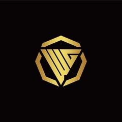 W G initial logo modern triangle and polygon design template with gold color