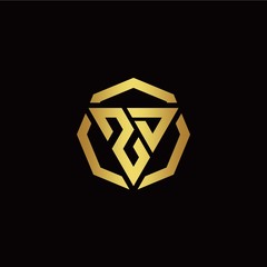 Z D initial logo modern triangle and polygon design template with gold color