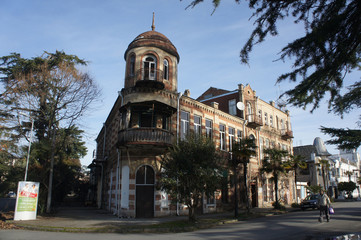 Fototapeta na wymiar Abkhazia. Sukhum. An old building on the waterfront