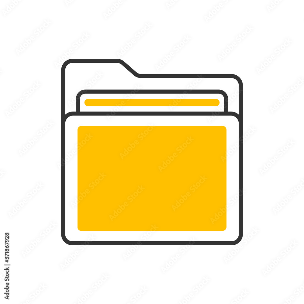Poster close folder. folder with documents. vector color icon.