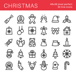 Christmas line icon collection. Winter holidays icon set