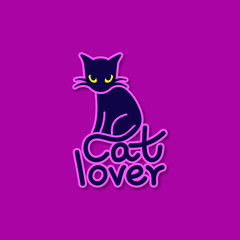 cat lover logo in a pink background