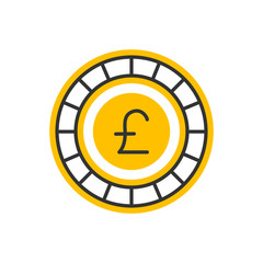 Pound linear icon. Thin line illustration. Great Britain national currency contour symbol. Vector color icon.
