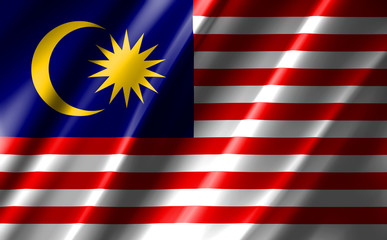 3D rendering of the waving flag  Malaysia