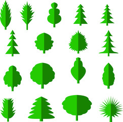 set of green trees