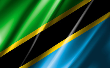 3D rendering of the waving flag Tanzania