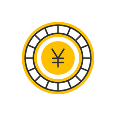 Yuan coin. Current currency symbol. Vector color icon.
