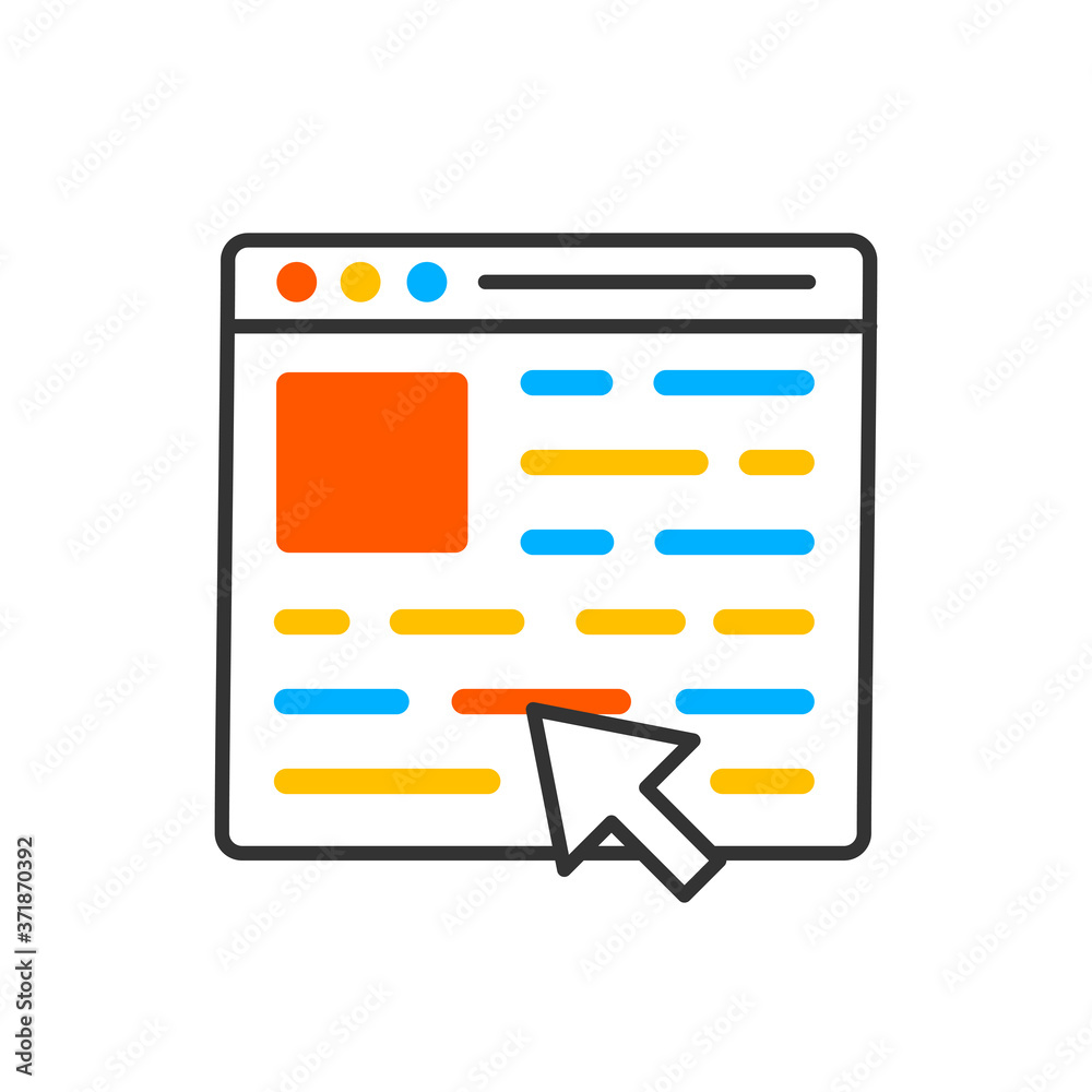 Poster web page click line icon. website cursor click. vector color icon.