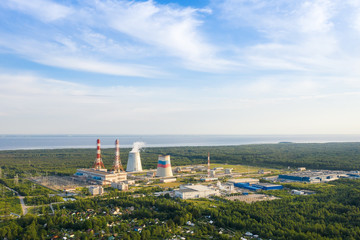 Smoking cooling pipes at power plant