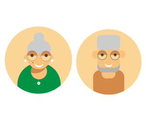 Icon of Grandmother and grandfather. Couple of older people. Vector illustration
