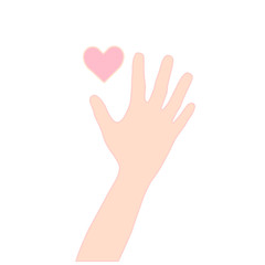 hand with valentine heart, sending a love message, vector
