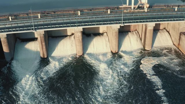 Hydroelectric Dam or Hydro Power Station, aerial view