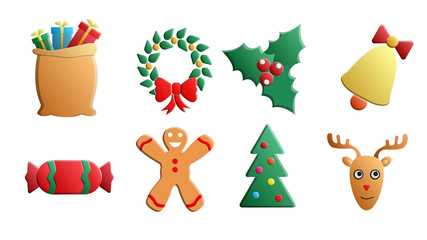 Set of simple Christmas icons in flat style
