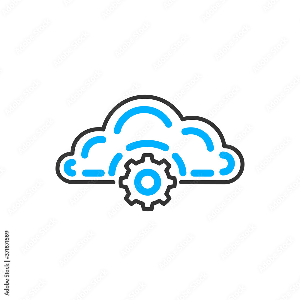 Poster cloud computing settings line icon. vector color icon.