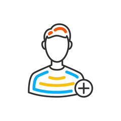 Add user male line icon. Vector color icon.