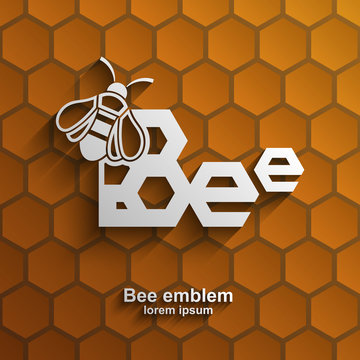 Vector Honey Bee logotype design template, Stylized business logo idea, Vector Eps 10