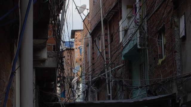 exposed wires at favela in sao paulo brazil