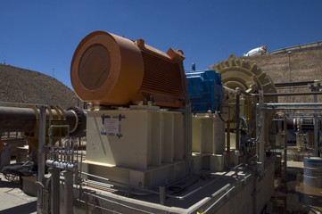 Naklejka premium Instalaciones para la gran minería del cobre plantas de extracción de concentrado de cobre Minera Maria Ines De Andacollo Coquimbo Chile Sudamerica