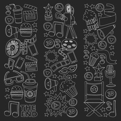Cinema, movie. Vector film symbols and objects