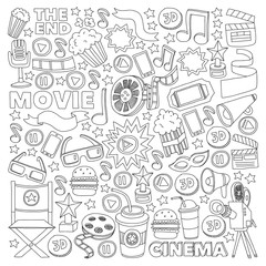 Cinema, movie. Vector film symbols and objects