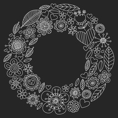 Flowers vector pattern. Background for wedding design, coloring page, book.