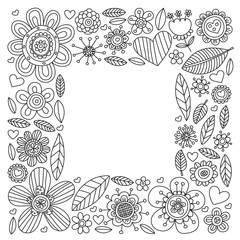 Flowers vector pattern. Background for wedding design, coloring page, book.