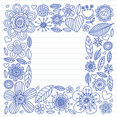 Fototapeta premium Flowers vector pattern. Background for wedding design, coloring page, book.