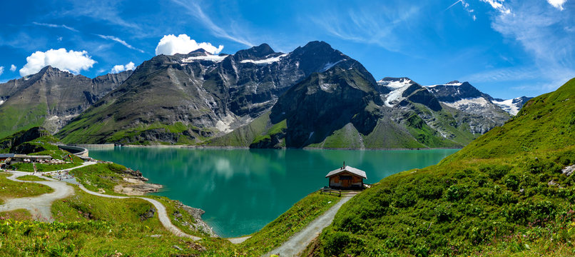 Panorama of the Kaprun Dam, a hydroelectric power station in the Austrian Alps