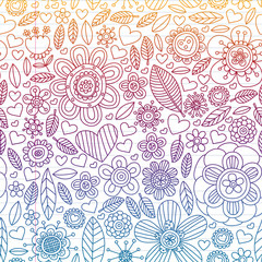 Seamless flowers vector pattern. Background for wedding design, coloring page, book.