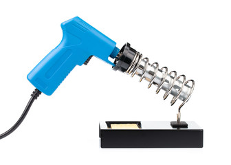 Soldering iron stand with Gun electric solder isolated on a white background