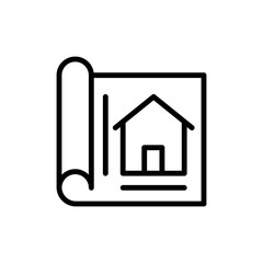 Paper drawing house icon. Simple line, outline vector elements of architecture icons for ui and ux, website or mobile application