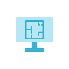 Monitor drawing apartment icon. Simple color vector elements of architecture icons for ui and ux, website or mobile application