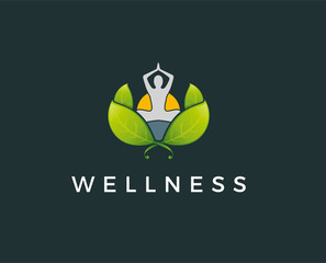 minimal wellness logo template - vector illustration
