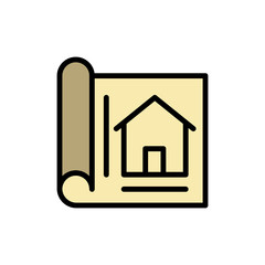 Paper drawing house icon. Simple color with outline vector elements of architecture icons for ui and ux, website or mobile application