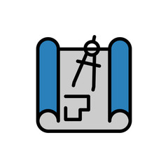 Paper drawing dividers icon. Simple color with outline vector elements of architecture icons for ui and ux, website or mobile application