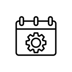Calendar gear icon. Simple line, outline vector elements of almanac icons for ui and ux, website or mobile application