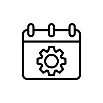 recommend clip art: Calendar gear icon. Simple line, outline vector elements of almanac icons for ui and ux, website or mobile application