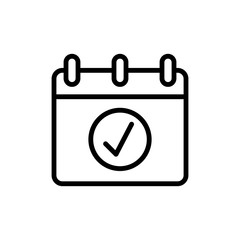 Calendar check mark icon. Simple line, outline vector elements of almanac icons for ui and ux, website or mobile application