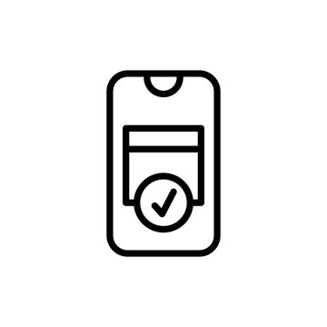 recommend clip art: Calendar check mark smartphone icon. Simple line, outline vector elements of almanac icons for ui and ux, website or mobile application
