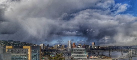 storm clouds over Portland