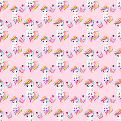 Watercolor seamless pattern with unicorns