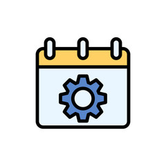Calendar gear icon. Simple color with outline vector elements of almanac icons for ui and ux, website or mobile application